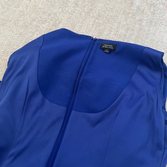 Tahari Arthur S Levine Blue Short Sleeve Work Midi Dress With Pockets 6 - Picture 10 of 11
